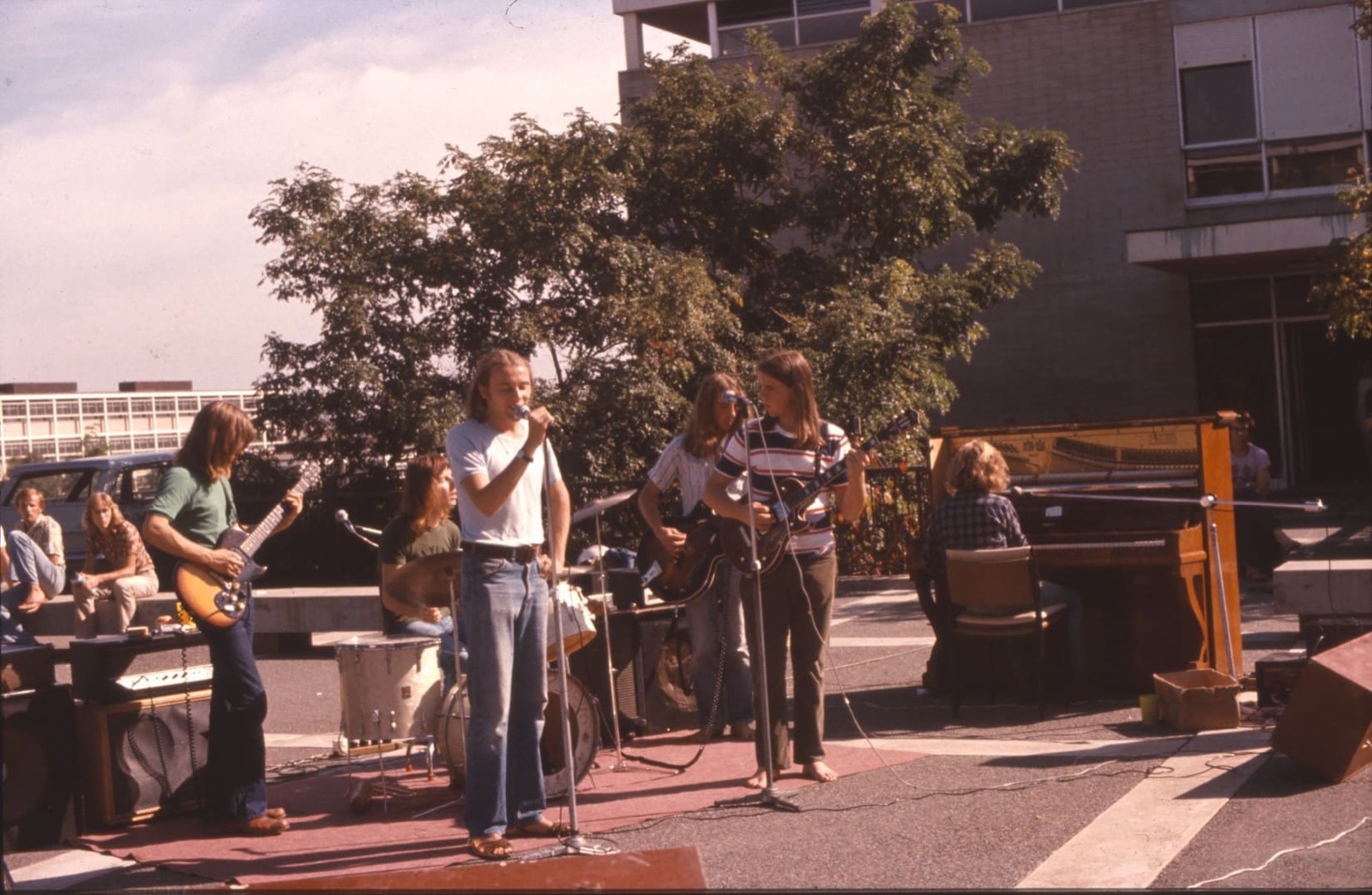 Tom’s band The Lone Rangers playing on the plaza, 1975